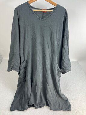 Oh My Gauze Oversized Gray Tunic Top With Pockets 100% Cotton Womens